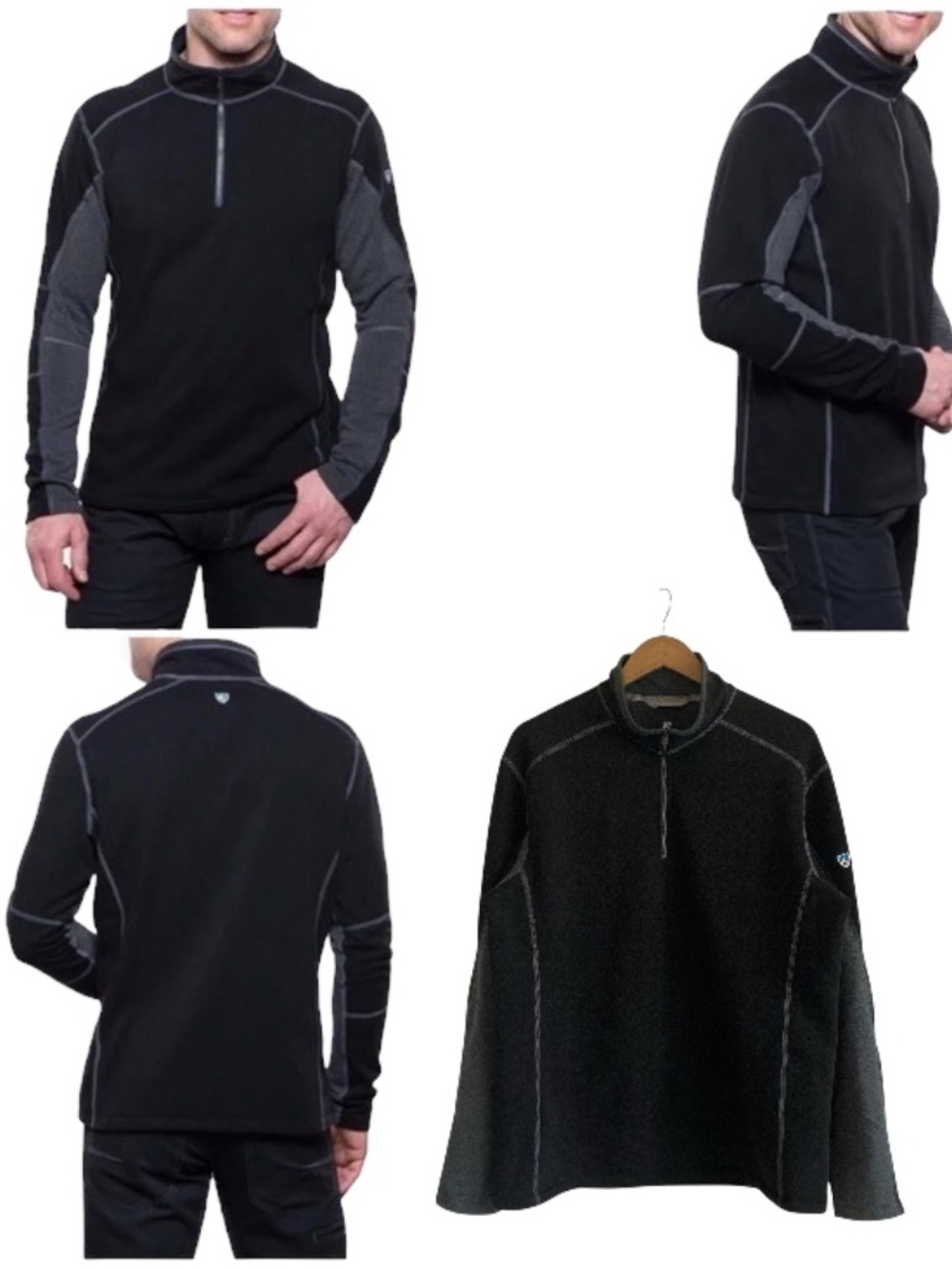 Kuhl Revel Black and Steel Gray Quarter Zip Mens Pullover Sweater - Picture 2 of 12